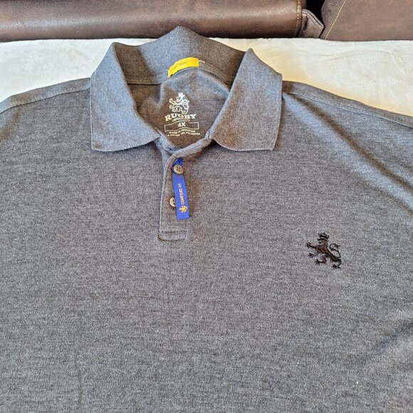 Rugby University Heather Gray Mens Size 4X Polo Shirt Short Sleeve Liquid Touch - Picture 3 of 9